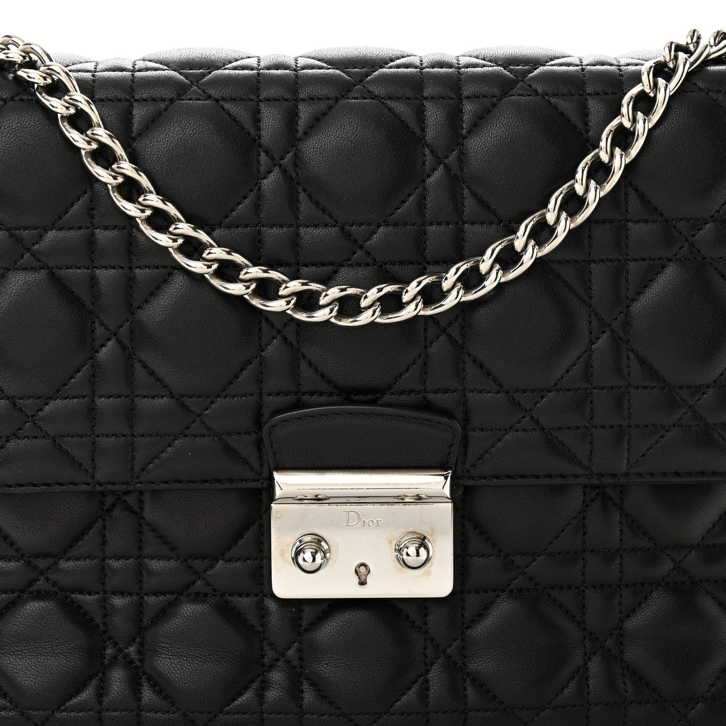 CHRISTIAN DIOR Lambskin Cannage Small Miss Dior Flap Black