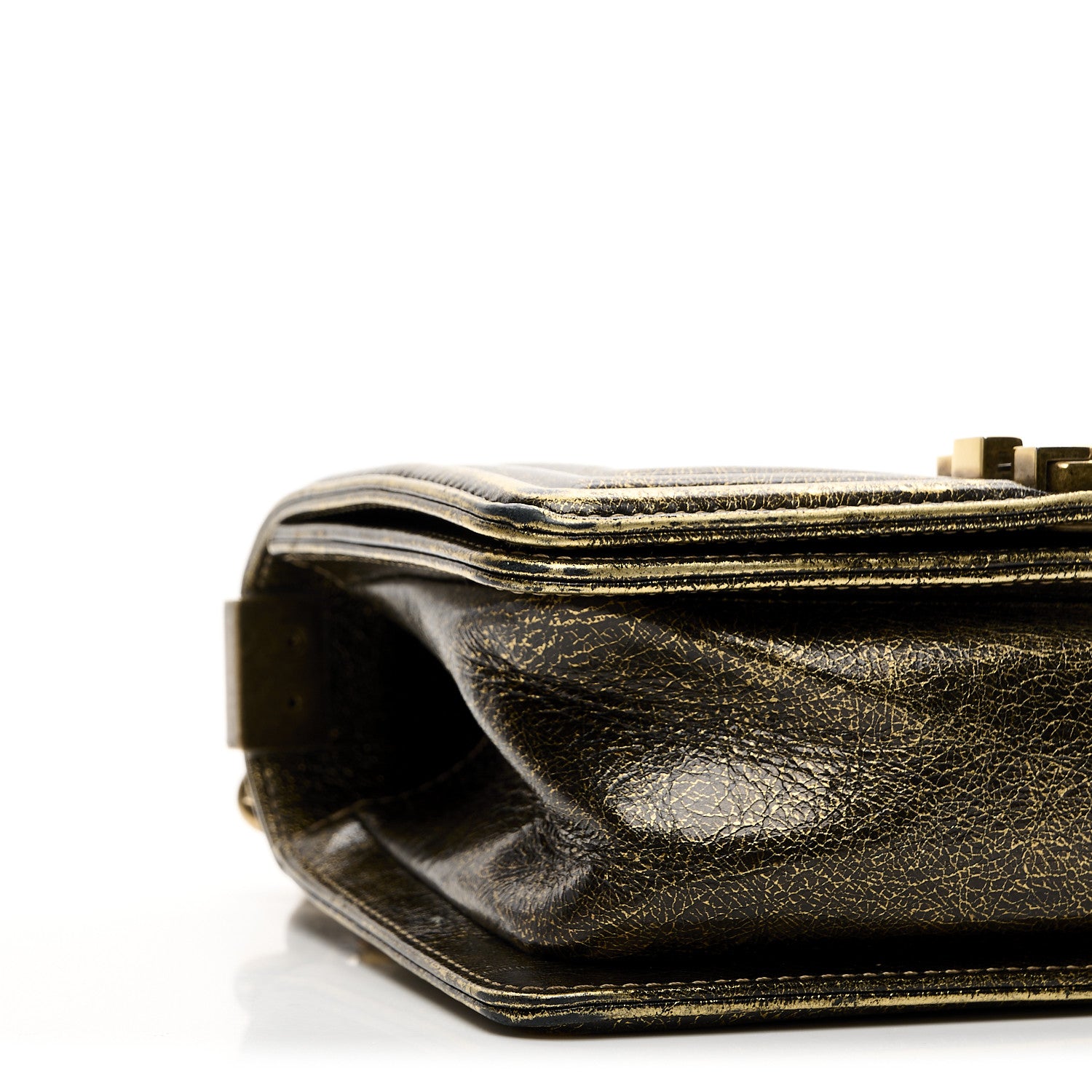 Chanel Cracked Metallic Calfskin Quilted Small Boy Flap Gold 17 of 21