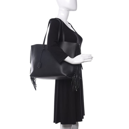 Saint Laurent Calfskin Large Fringe Shopping Tote Black 2 of 11