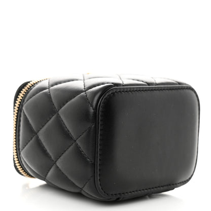 Chanel Lambskin Quilted Mini Pearl Crush Vanity Case With Chain Black 4 of 11