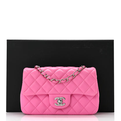 Chanel Lambskin Quilted Mini Rectangular Flap Neon Pink 11 of 11