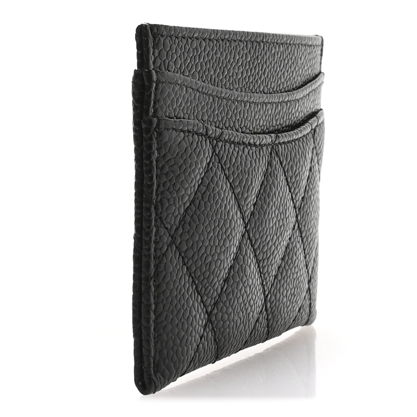 Caviar Quilted Card Holder Black