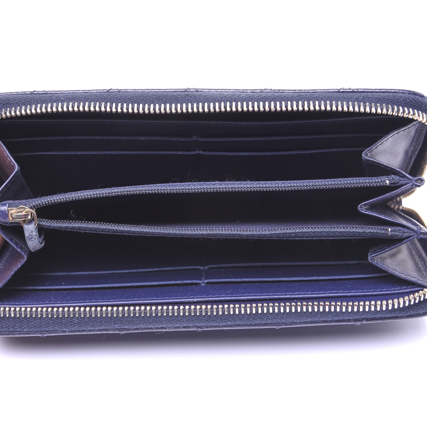 Chanel Caviar Quilted Large Gusset Zip Around Wallet Navy 4 of 12