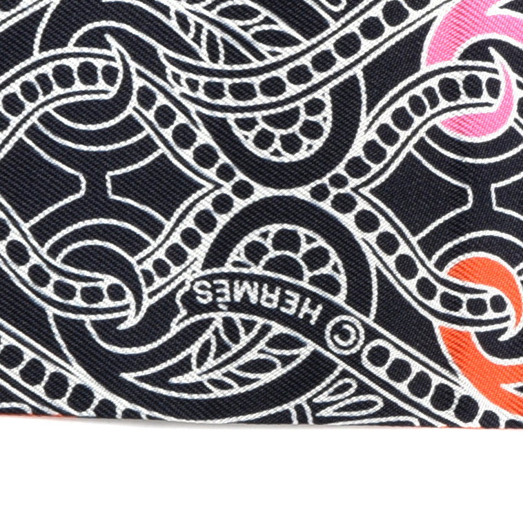 Hermes Silk Cachemire Et Rayure Maxi Twilly Cut Grey Beige Dore Orange 2 of 4