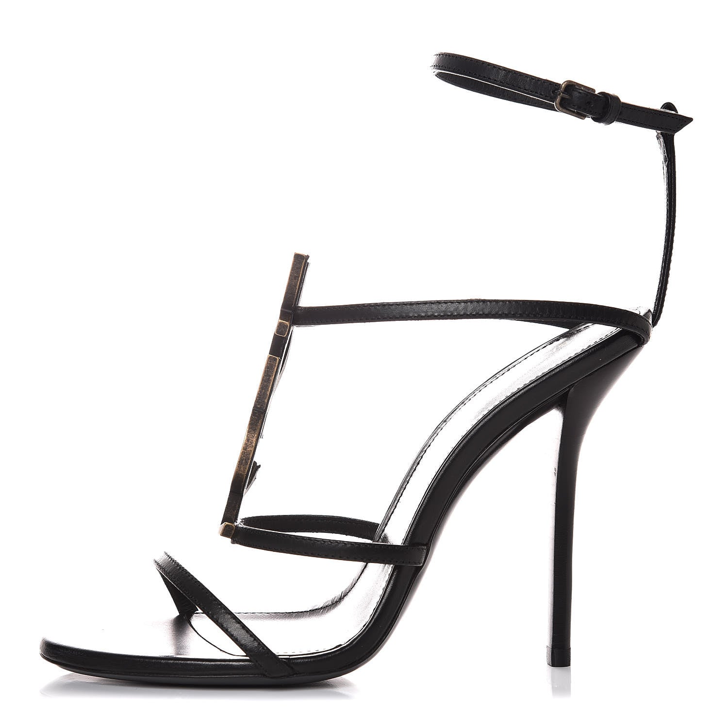 Saint Laurent Calfskin Cassandra 110 Sandals 37 Black 1 of 8