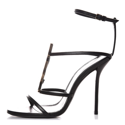 Saint Laurent Calfskin Cassandra 110 Sandals 37 Black 1 of 8