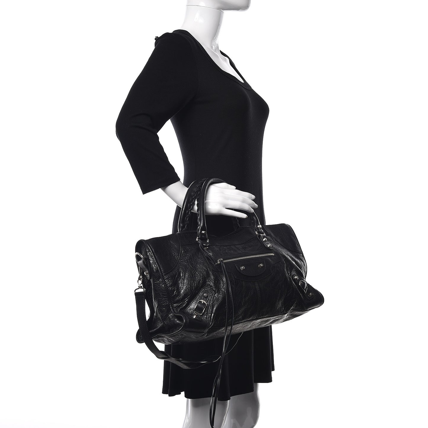 Agneau Classic Silver Hardware Part Time Black