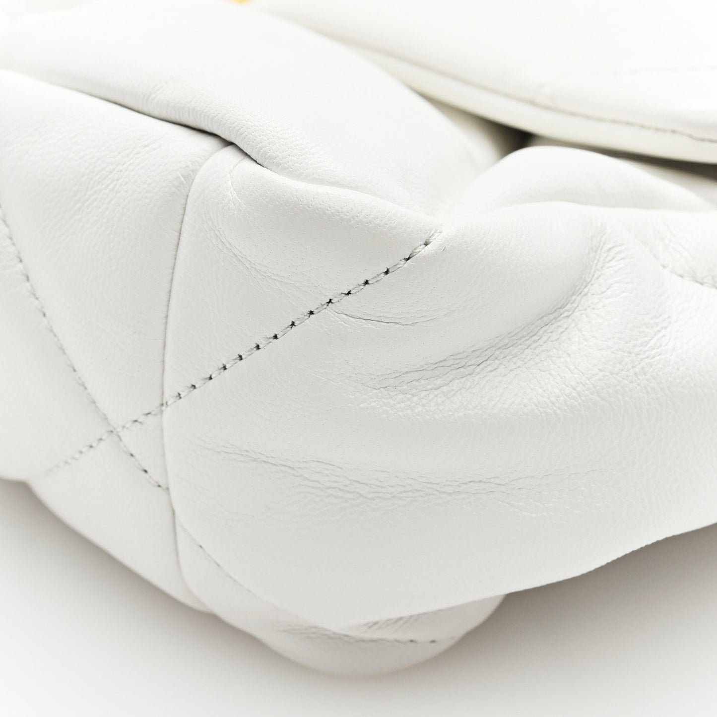 Goatskin Quilted Large Chanel 19 Flap White
