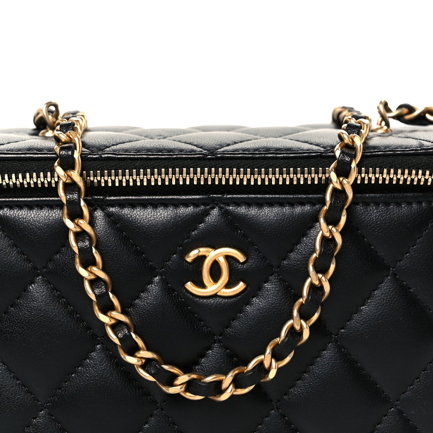 Chanel Lambskin Quilted Small Pearl Crush Vanity Case With Chain