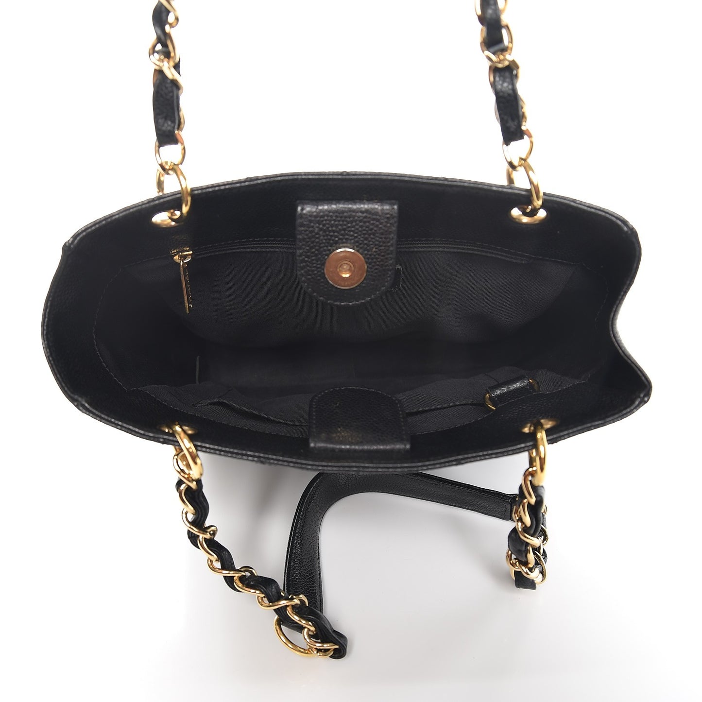 Caviar Quilted Petit Shopping Tote PST Black