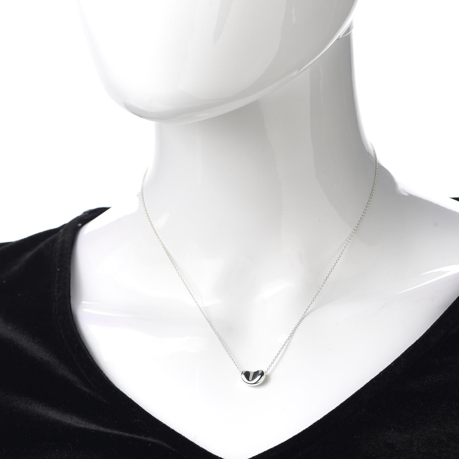 Tiffany Sterling Silver 12mm Elsa Peretti Bean Pendant Necklace 2 of 5