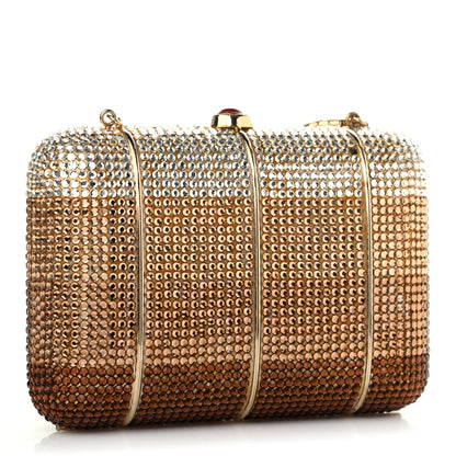 Judith Leiber Swarovski Crystal Minaudiere Clutch Gold Silver 2 of 4
