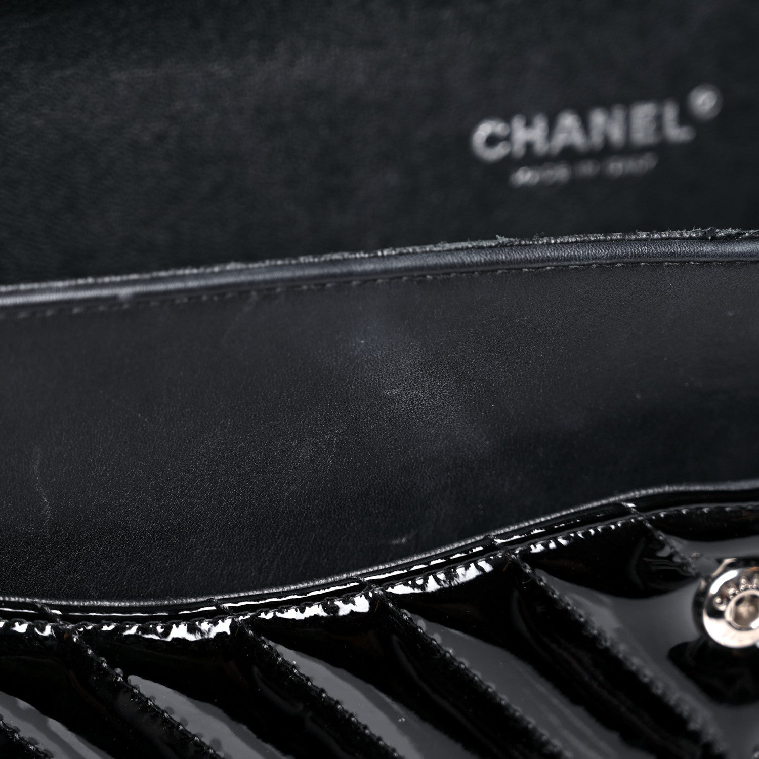 Chanel Patent Chevron Quilted Jumbo Double Flap Black 15 of 18