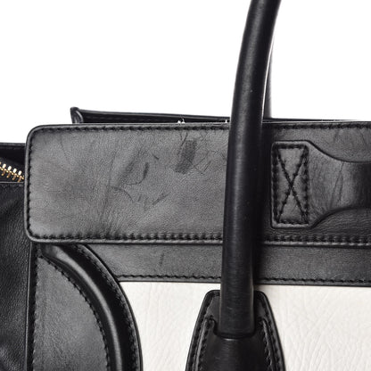 Celine Smooth Calfskin Shrunken Lambskin Mini Bi-Color Luggage Black White 23 of 31