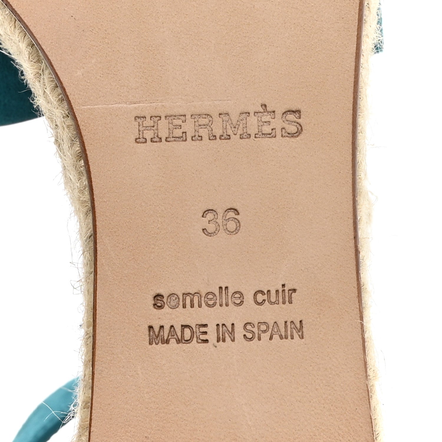 Hermes Suede Goatskin Elda Espadrille Wedge Sandals 36 Vert Oxford 7 of 9