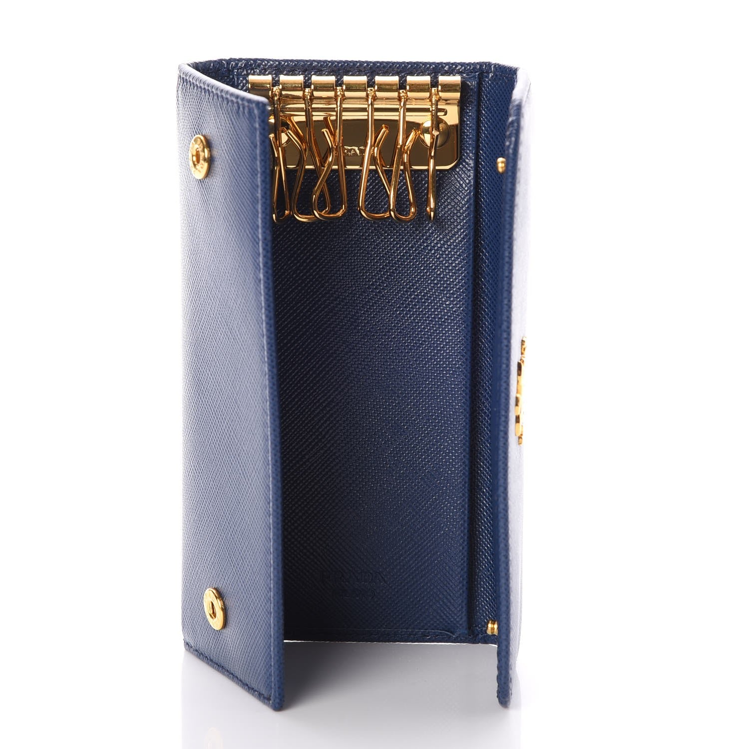 Prada Saffiano Metal 6 Key Holder Bleuette 5 of 8