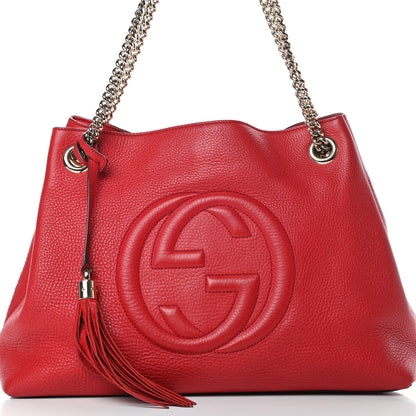 Gucci Pebbled Calfskin Medium Soho Chain Shoulder Bag Tabasco Red 8 of 13