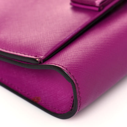 Salvatore Ferragamo Hammered Calfskin Vara Chain Flap Crossbody Purple 8 of 14