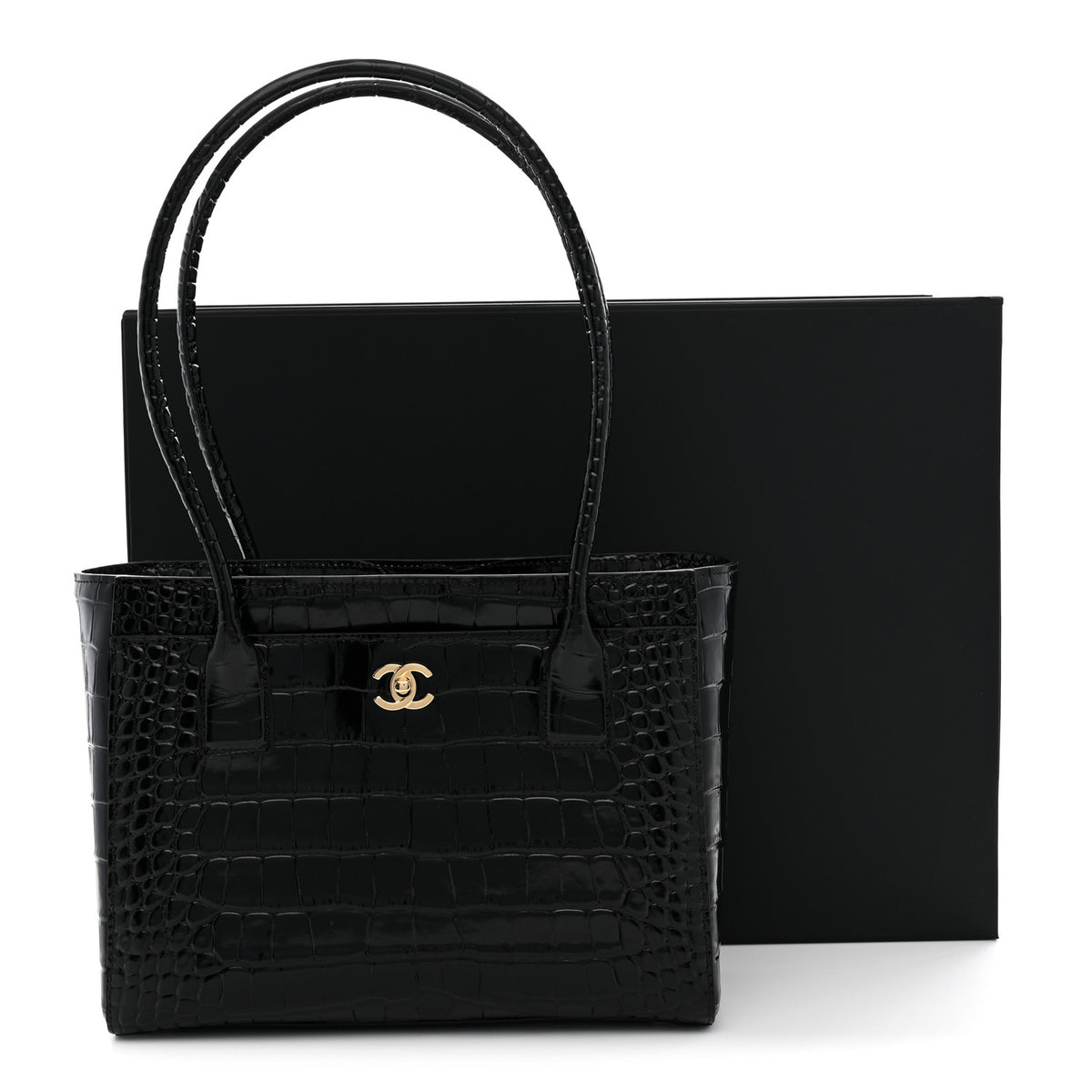 Chanel Calfskin Crocodile Embossed Small Archetype Black 12 of 12