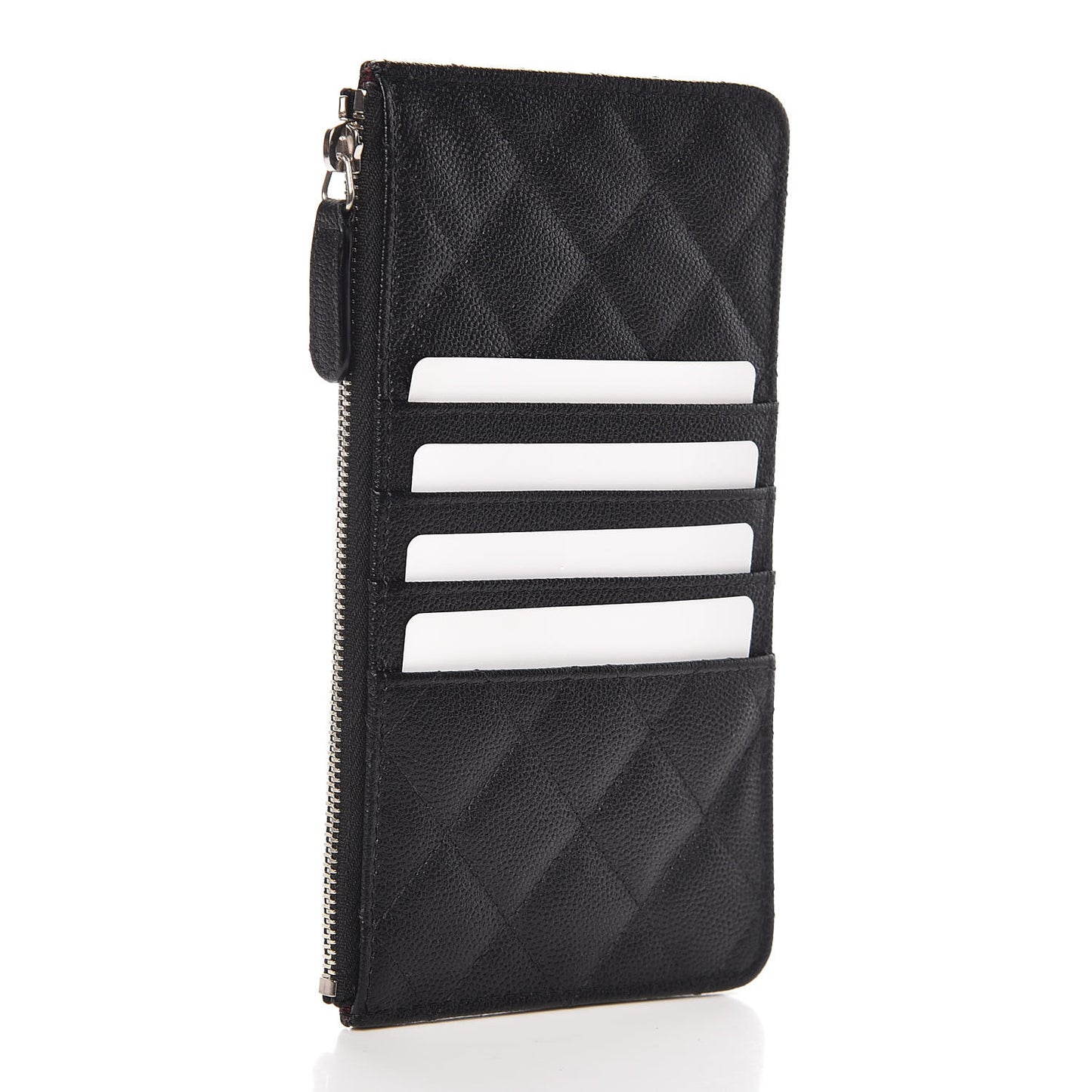 Caviar Quilted Classic Flat Wallet Pouch Black