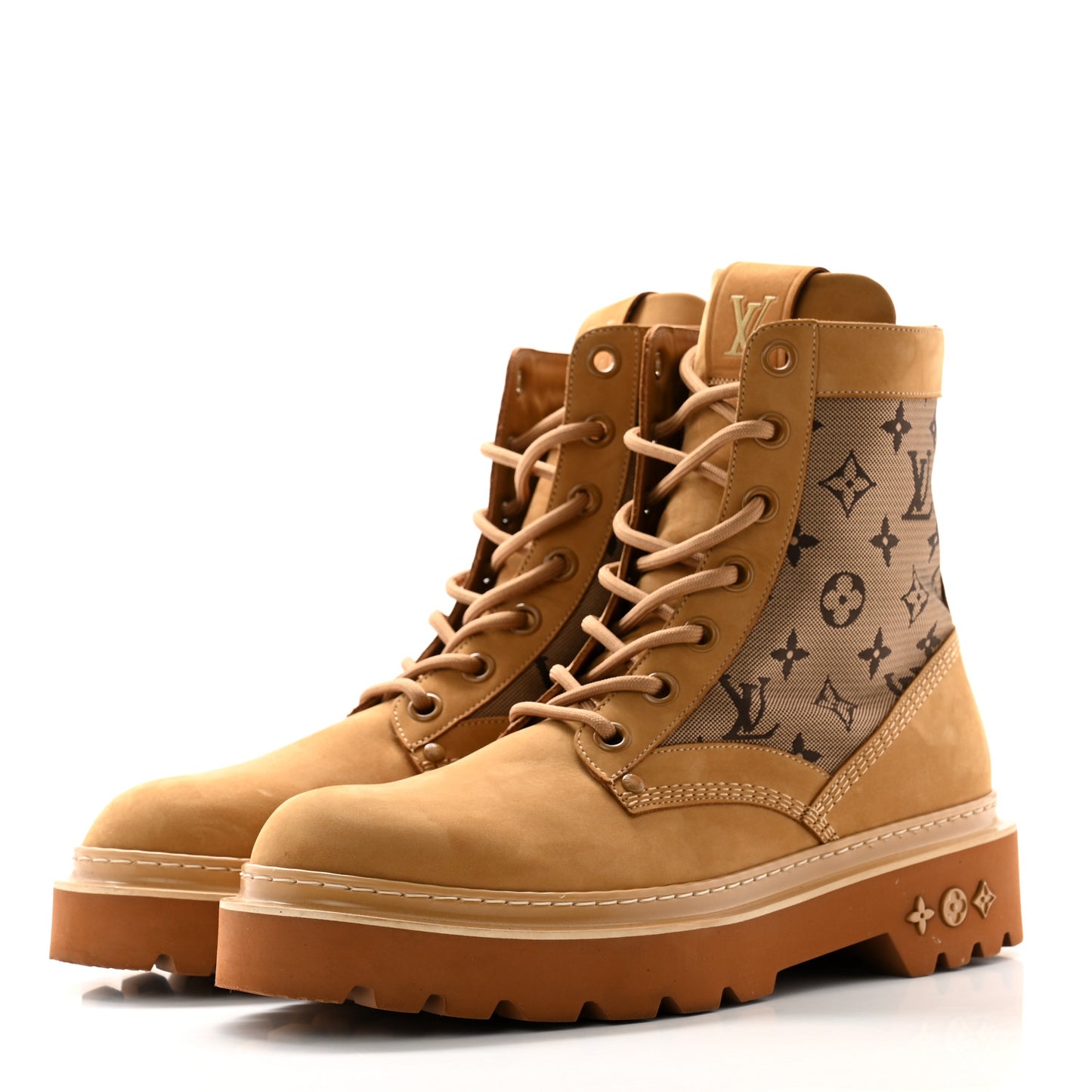 Nubuck Monogram Jacquard Mens Ranger Ankle Boots 10.5 Beige