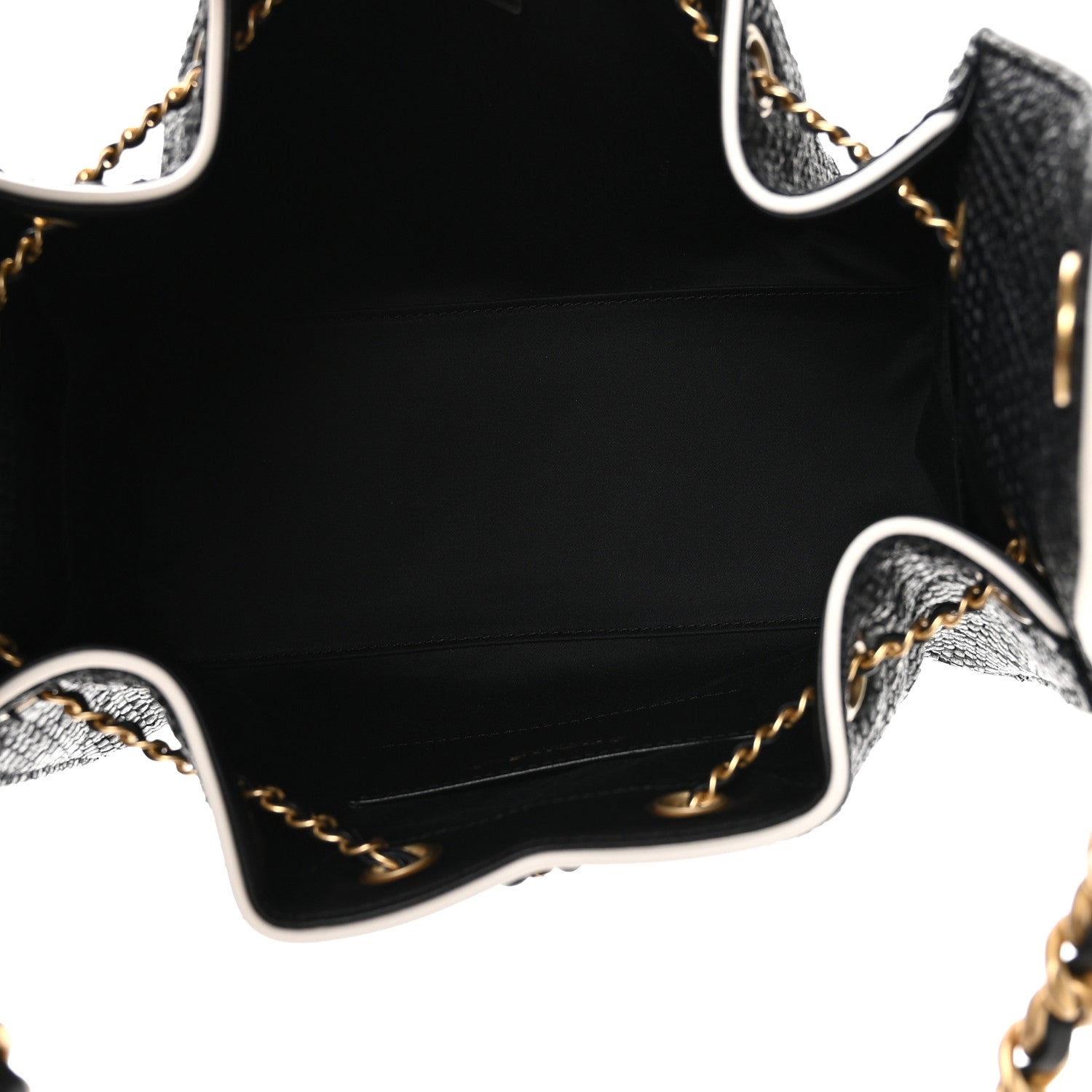Chanel Braided Raffia Calfskin Small Chanel 25 Handbag Black White 5 of 11