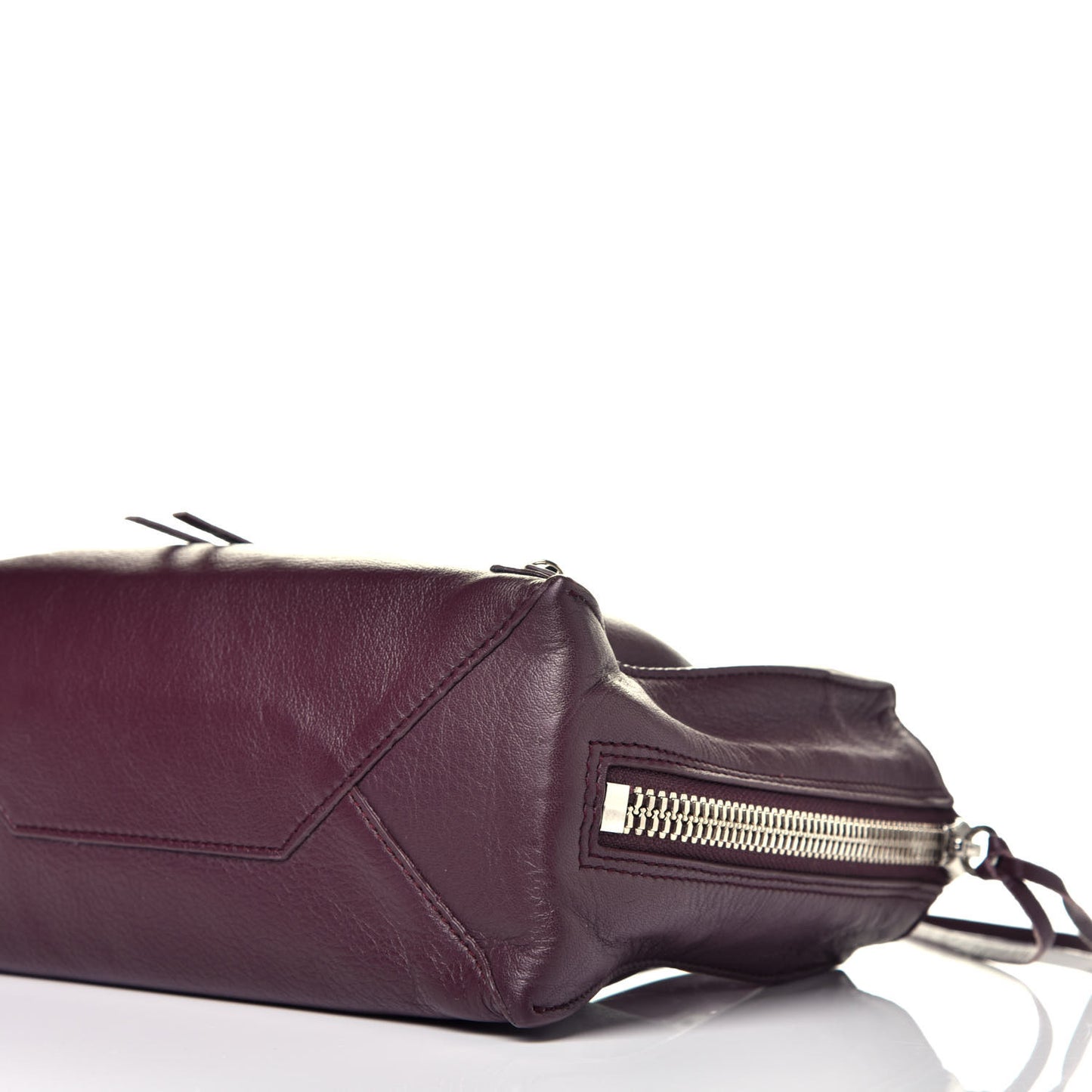Calfskin Papier Mini A4 Zip Around Tote Rouge Aubergine