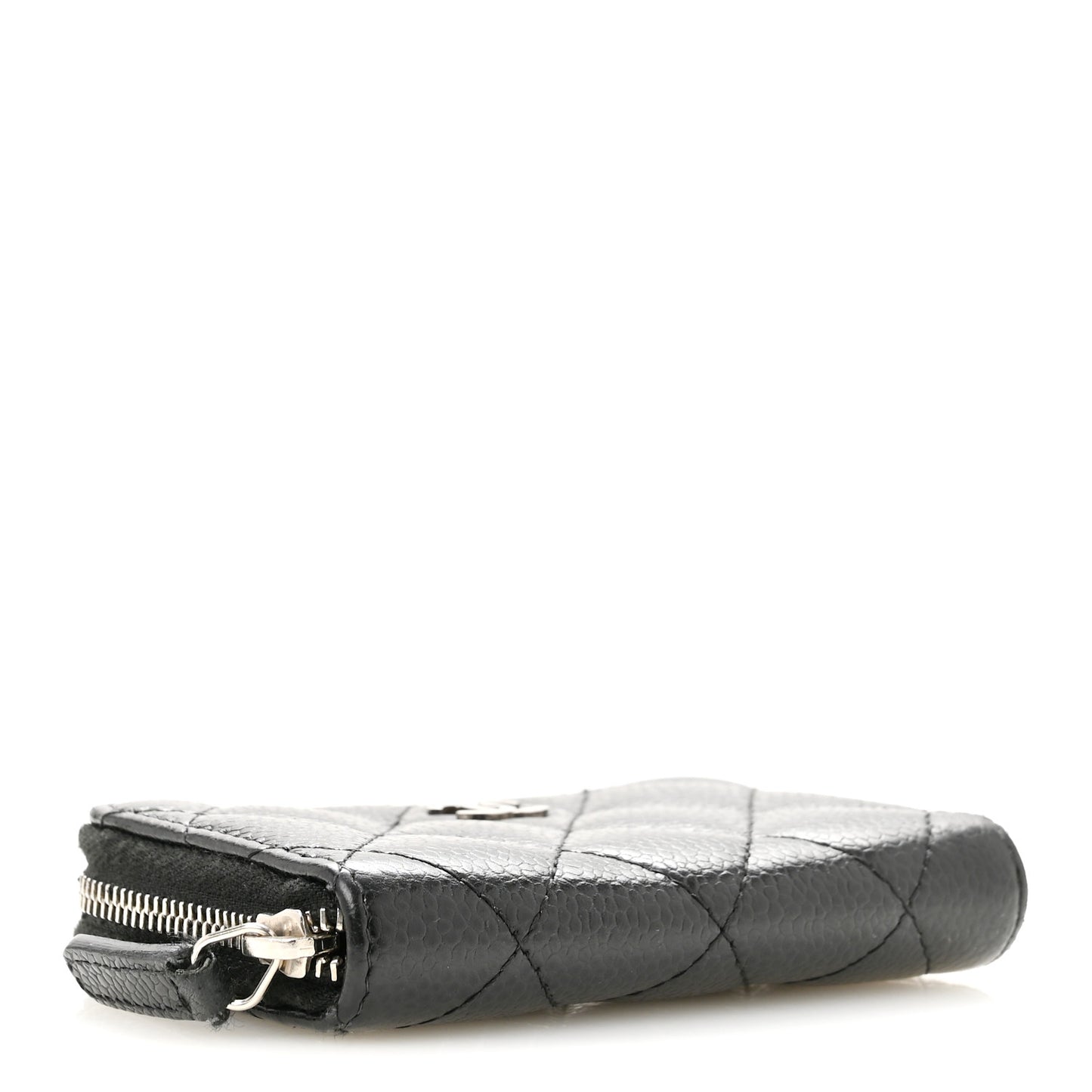 Caviar Quilted Zip Coin Purse Black