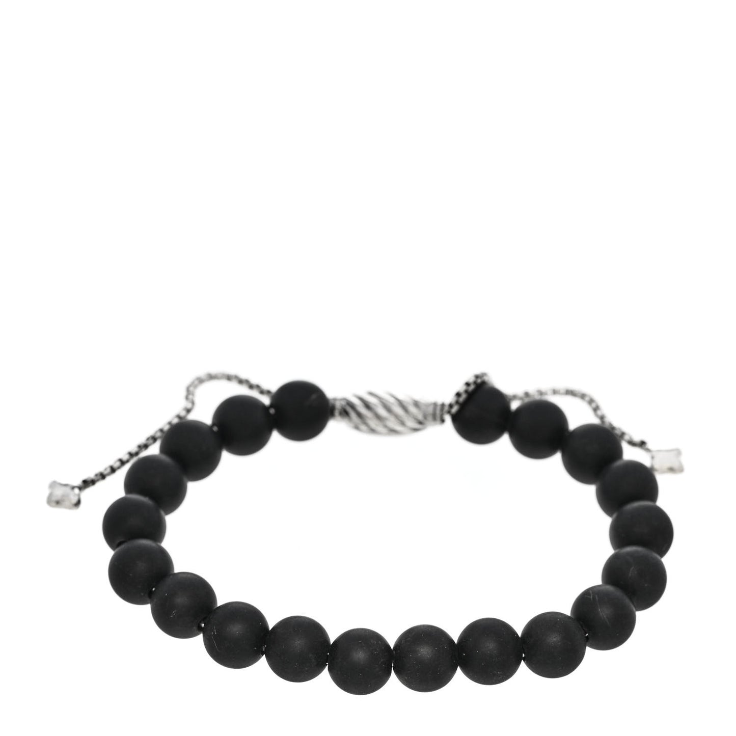 Sterling Silver Black Onyx 8mm Spiritual Beads Adjustable Bracelet