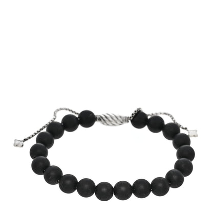 David Yurman Sterling Silver Black Onyx 8mm Spiritual Beads Adjustable Bracelet 1 of 3