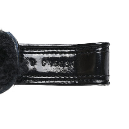 Chanel Laminated Lambskin Shearling Crystal CC Velcro Dad Platform Sandals 38 Black 8 of 8