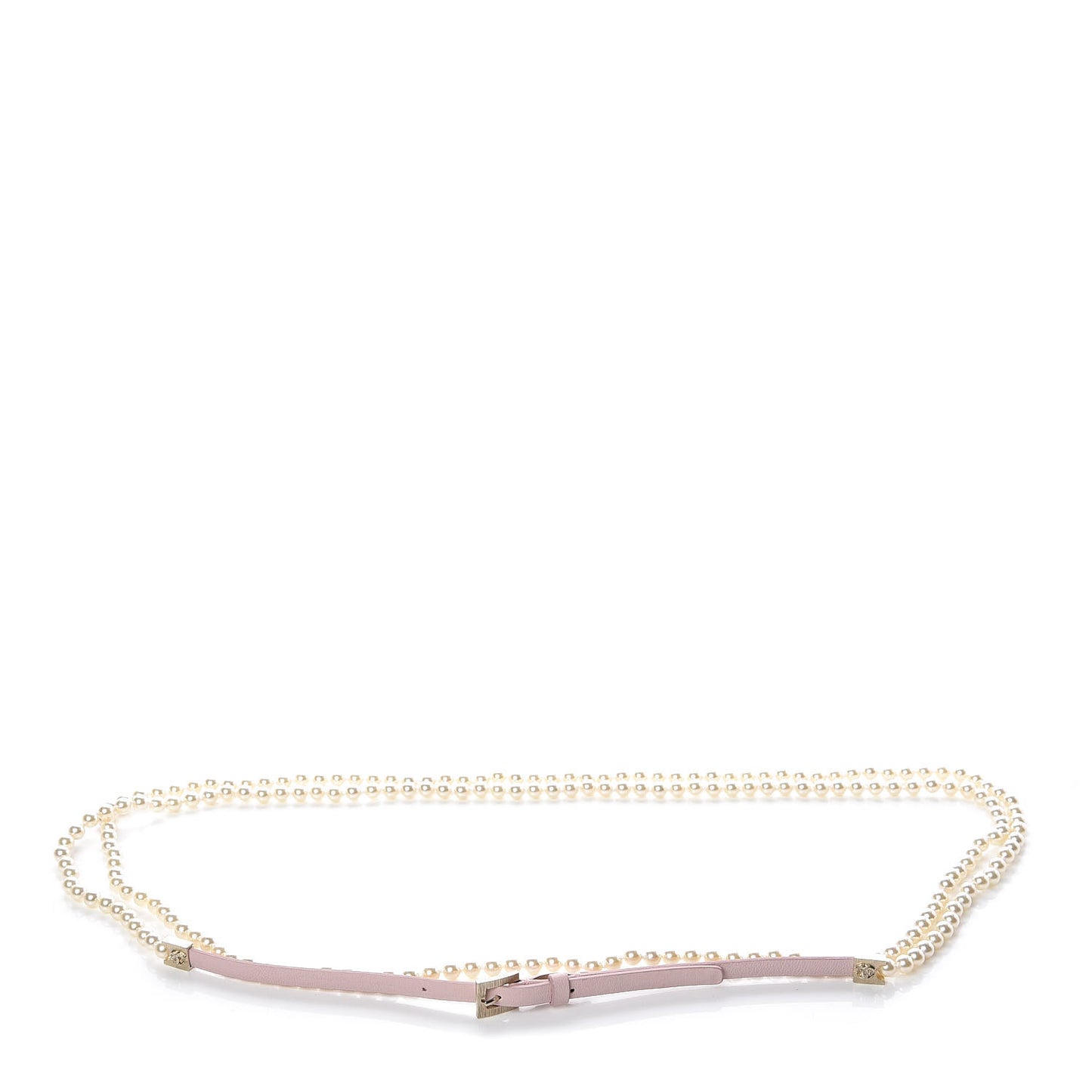 Pearl Lambskin CC Double Strand Belt 85 34 Pink