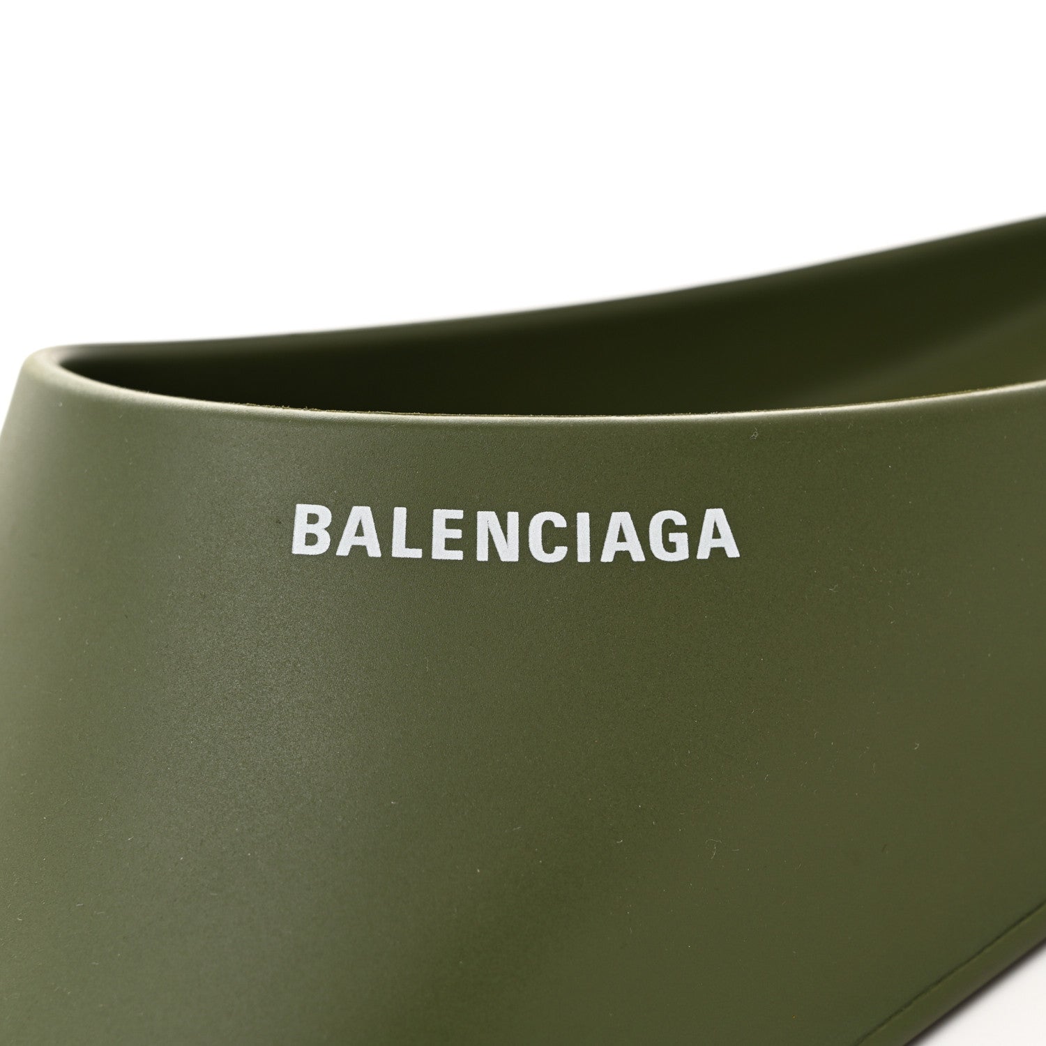 Balenciaga Rubber Logo Womens Pool Closed Slide Sandals 42 Kaki White 6 of 7