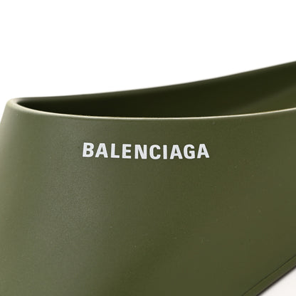 Balenciaga Rubber Logo Womens Pool Closed Slide Sandals 42 Kaki White 6 of 7
