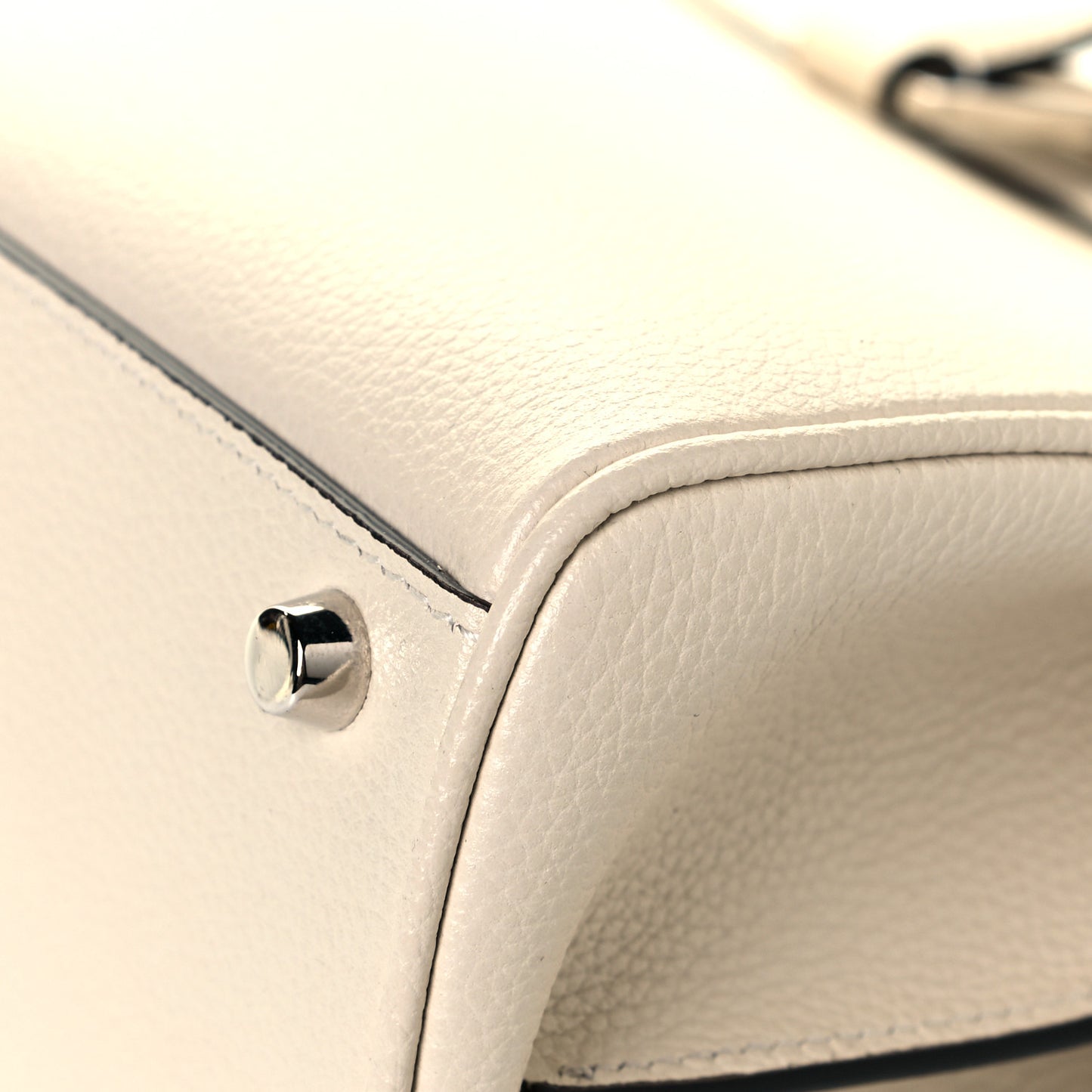 Grainy Calfskin Small Zumi Top Handle Bag Mystic White