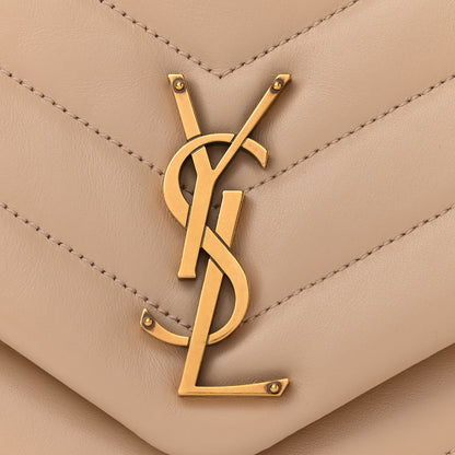 Saint Laurent Calfskin Y Quilted Monogram Medium Loulou Chain Satchel Nude Power 7 of 9