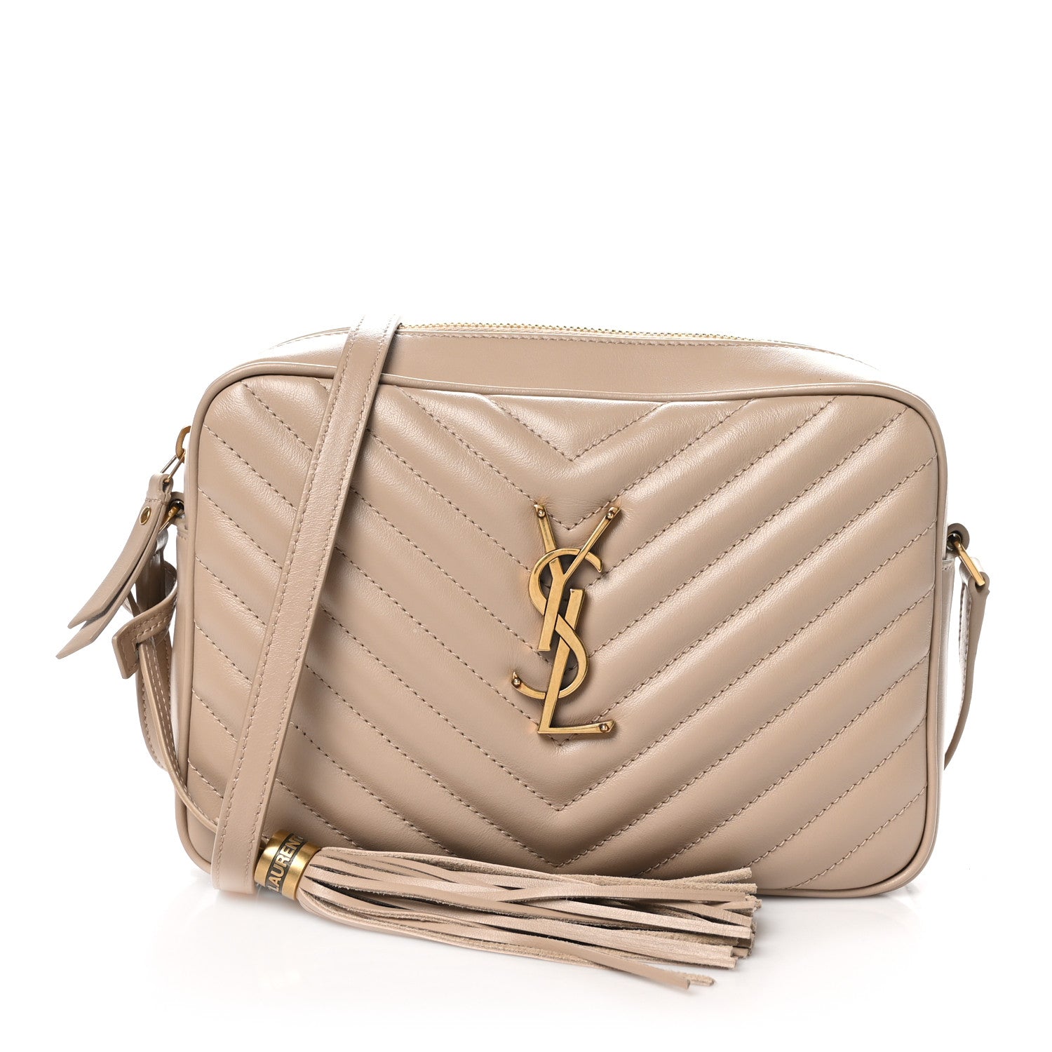 Saint Laurent Calfskin Matelasse Monogram Lou Camera Bag Dark Beige 1 of 10