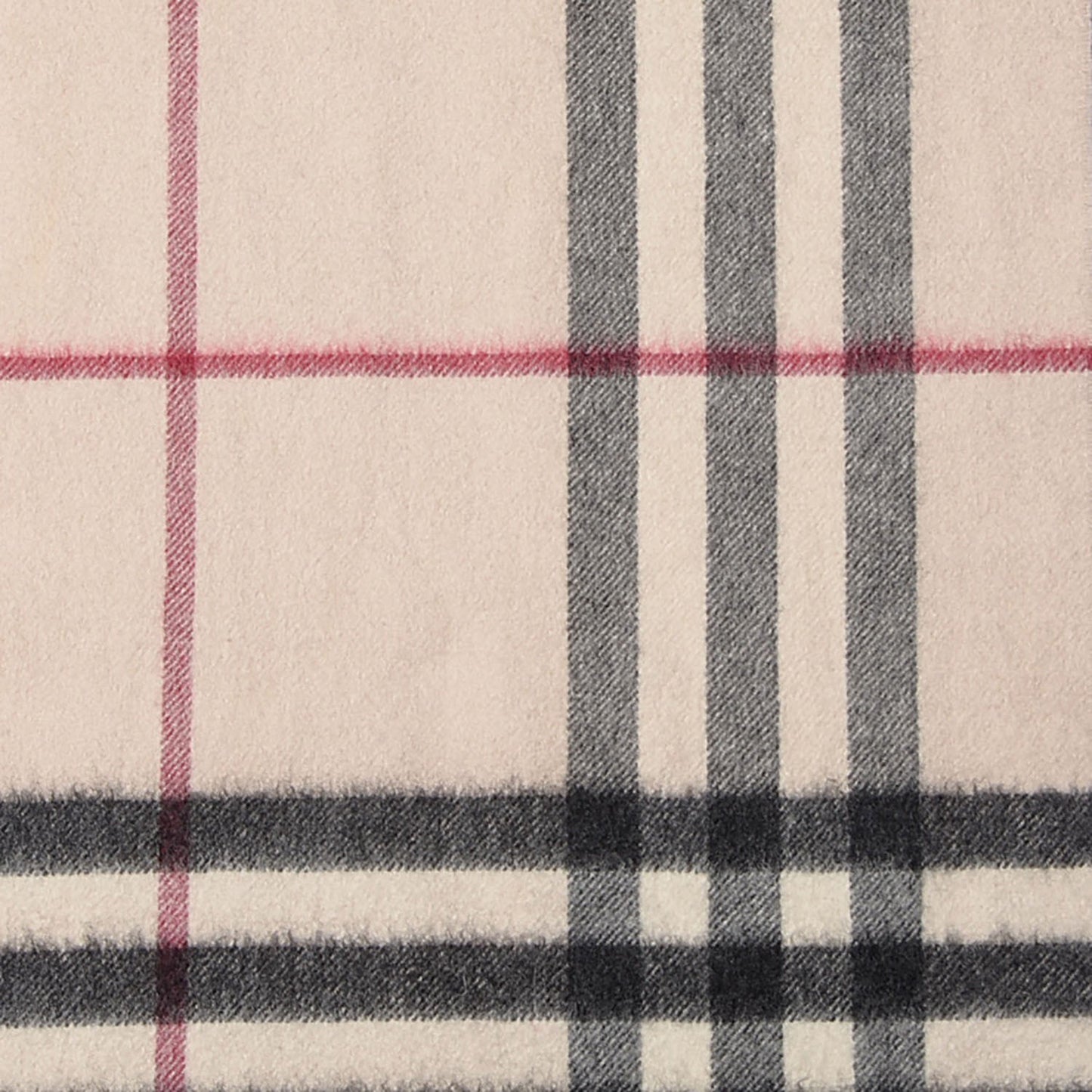 Cashmere Giant Check Fringe Scarf Ivory