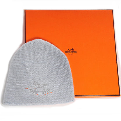 Hermes Jersey Knit Cashmere O Galop Baby Hat Grey 6 of 6