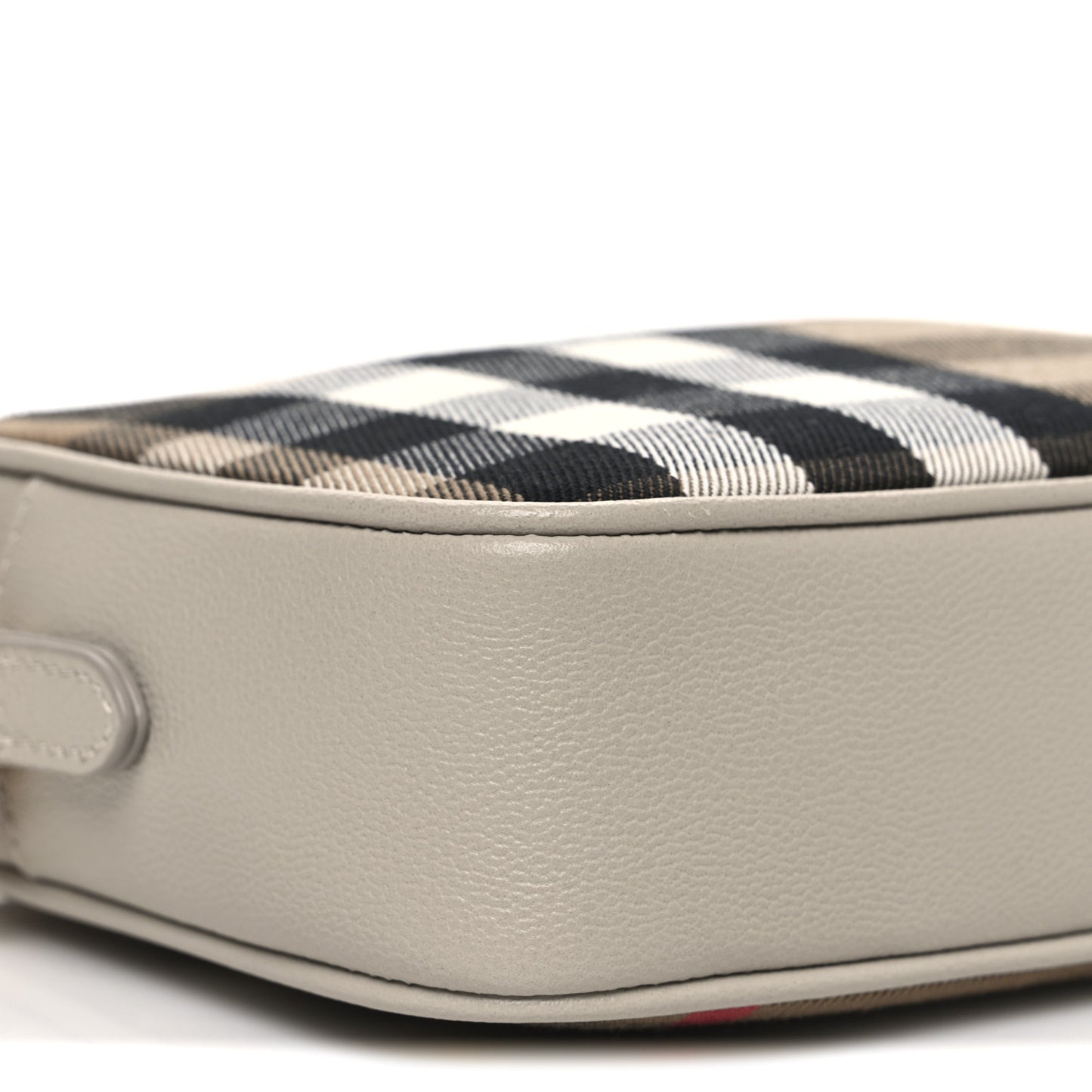 Giant Check Calfskin Small Camera Bag Limestone