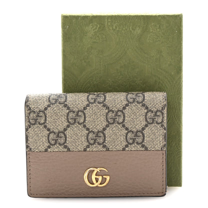 Gucci Dollar Calfskin GG Supreme Monogram GG Marmont Card Case Porcelain Rose Beige Ebony 8 of 8