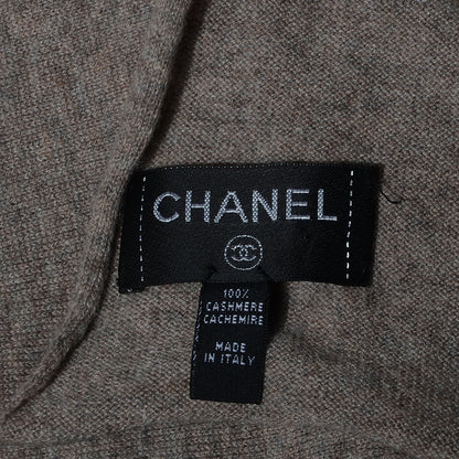 Chanel Cashmere Pearl CC Scarf Beige Taupe 5 of 5