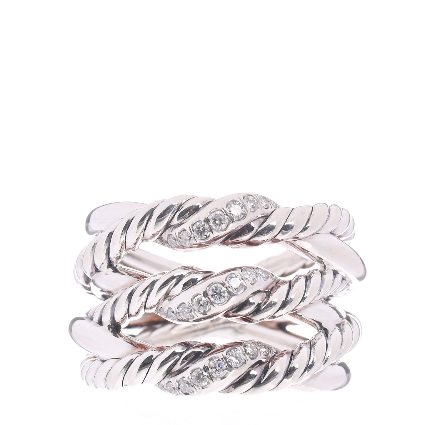 Sterling Silver Diamond Continuance Three-Row Ring 54 7