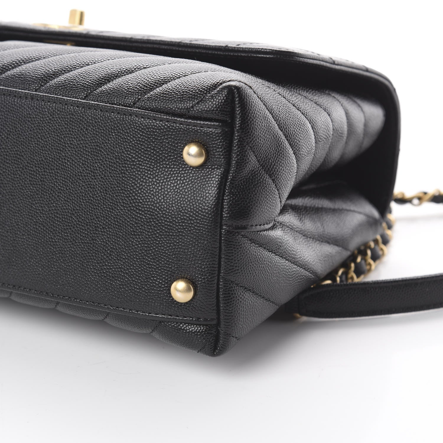 Chanel Caviar Chevron Quilted Small Coco Handle Flap Black 11 of 17