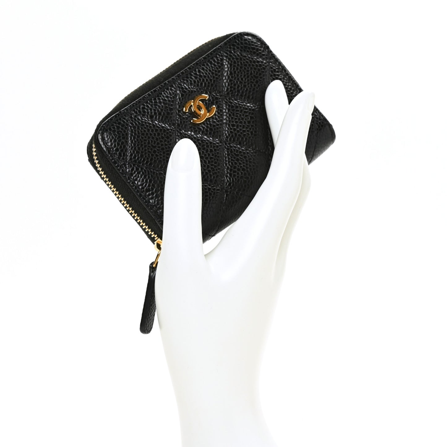 Caviar Quilted Zip Coin Purse Black