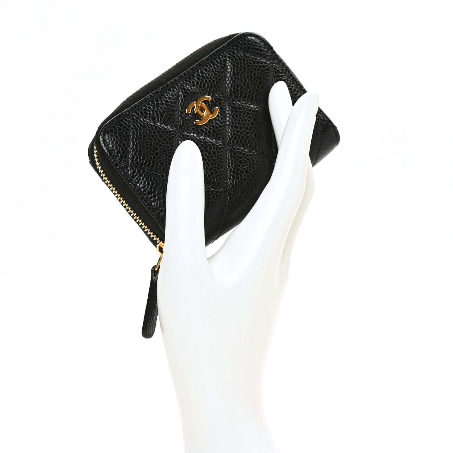 Chanel Caviar Quilted Zip Coin Purse Black 2 of 7