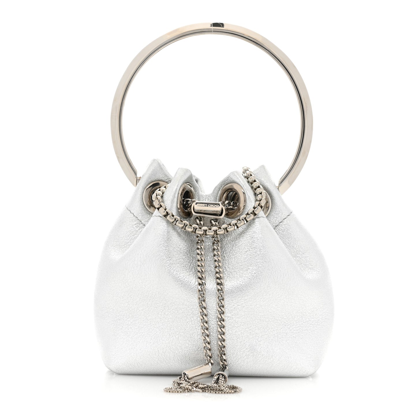 Metallic Lambskin Micro Bon Bon Bag Silver