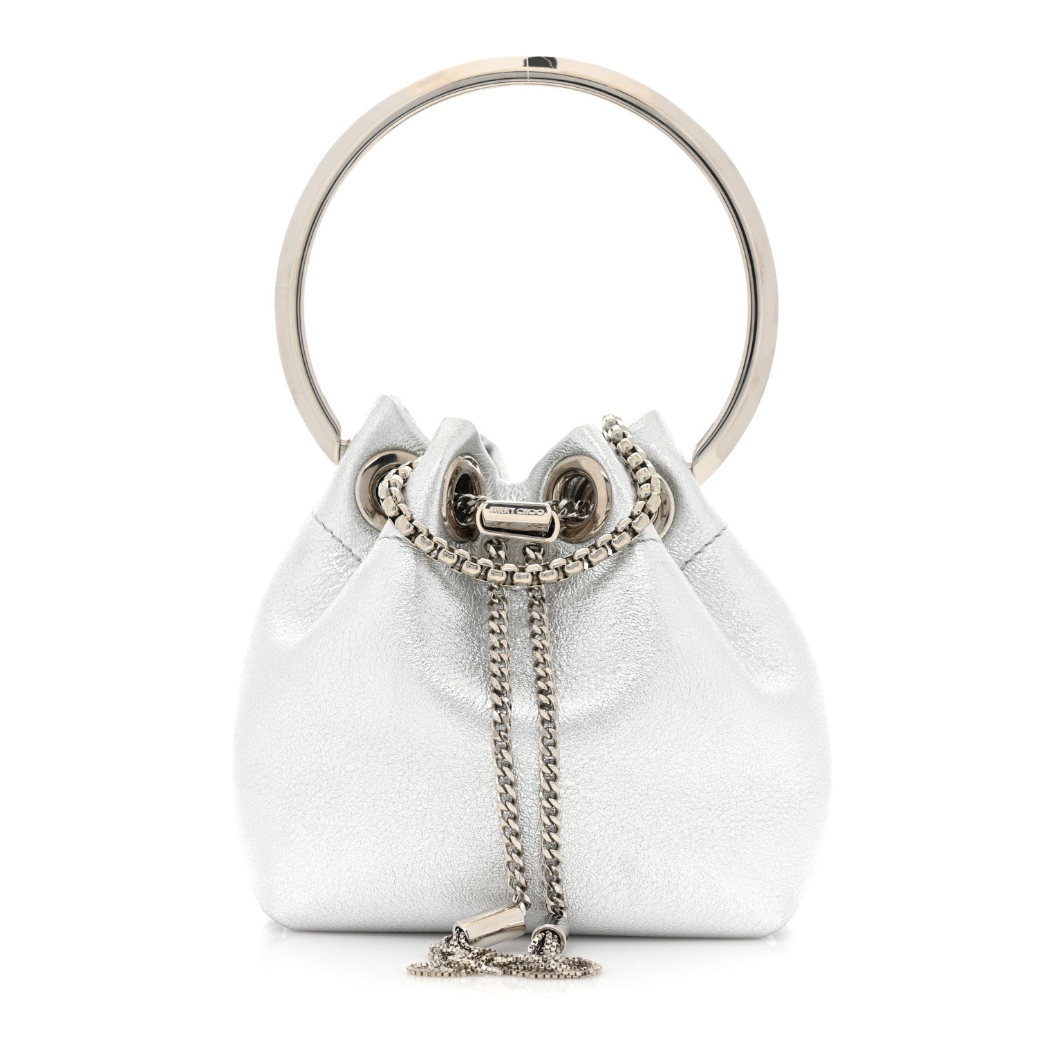 Jimmy Choo Metallic Lambskin Micro Bon Bon Bag Silver 1 of 8