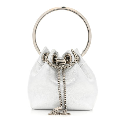 Jimmy Choo Metallic Lambskin Micro Bon Bon Bag Silver 1 of 8