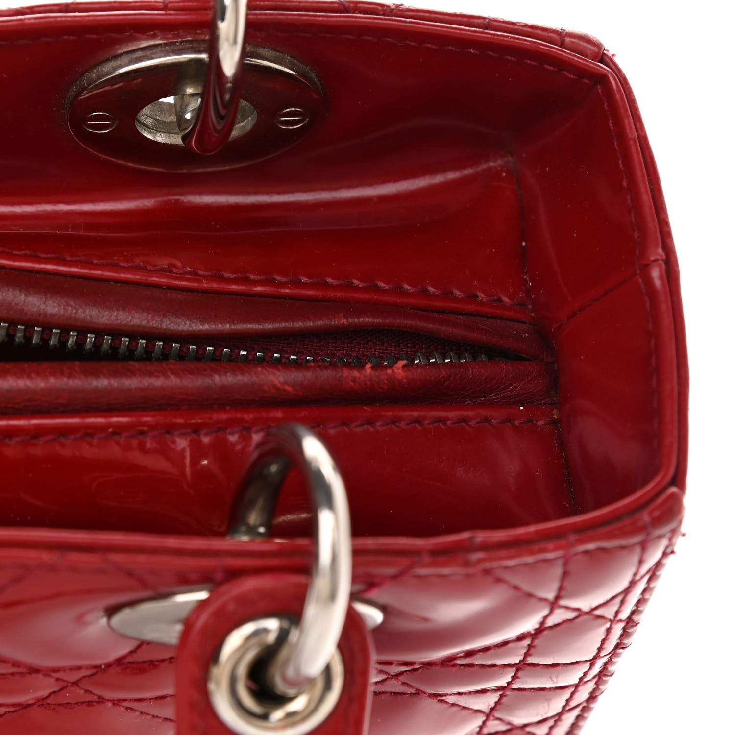 Christian Dior Patent Cannage Medium Lady Dior Red 12 of 15